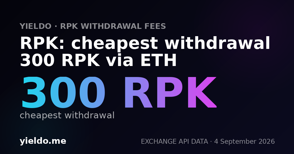RPK: cheapest withdrawal 300 RPK via ETH