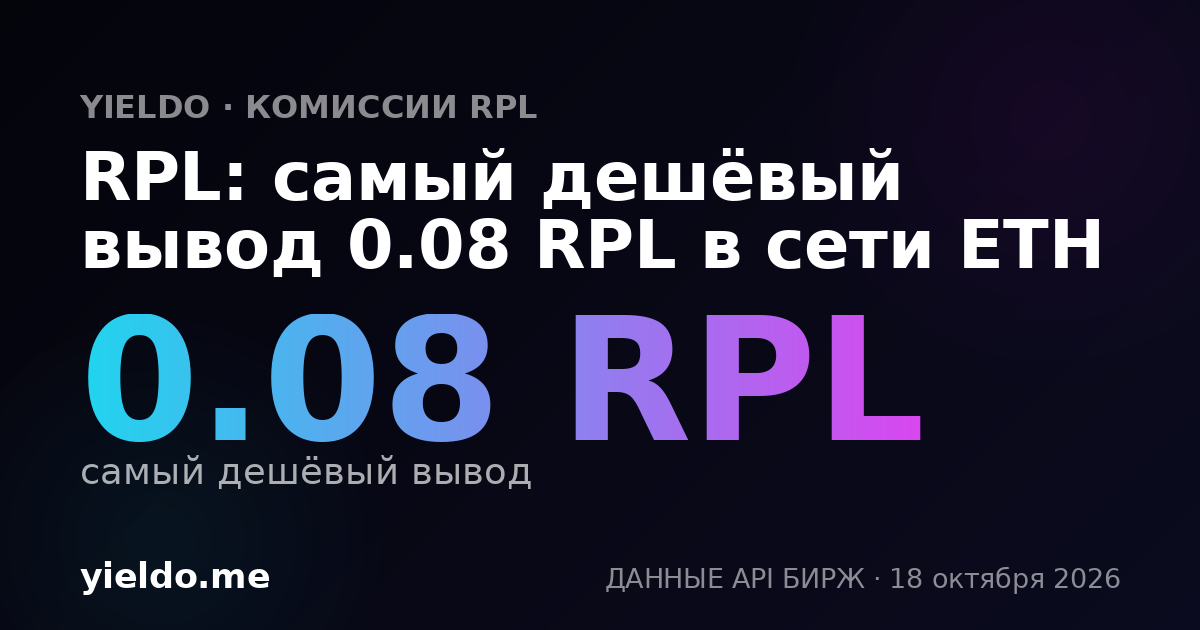 RPL: самый дешёвый вывод 0.08 RPL в сети ETH
