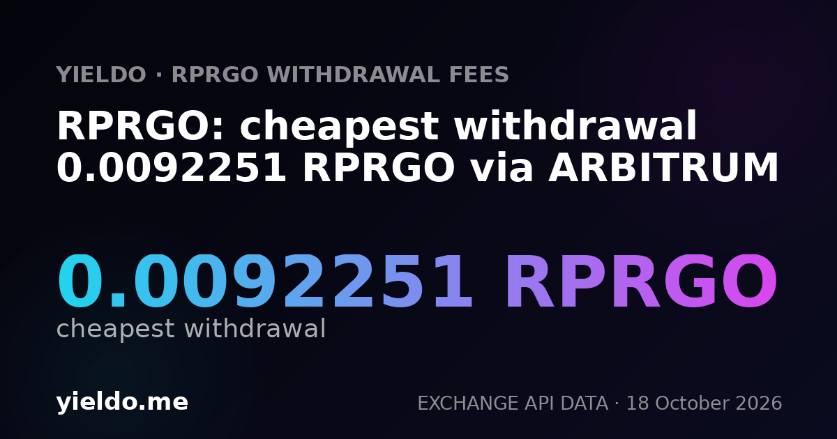RPRGO: cheapest withdrawal 0.0092251 RPRGO via ARBITRUM