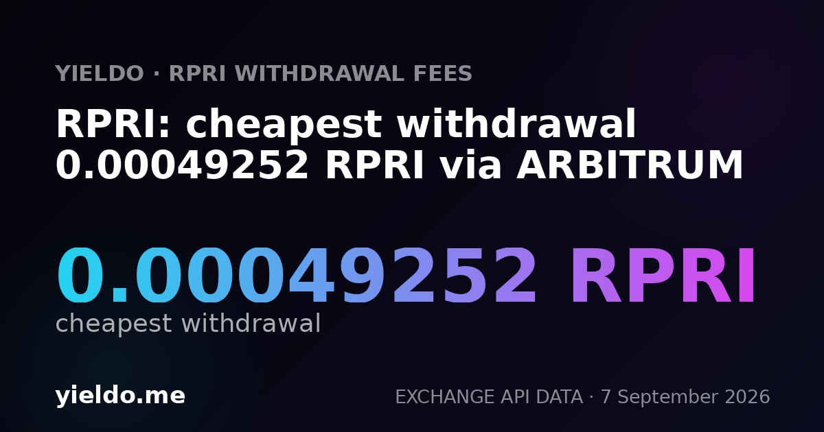 RPRI: cheapest withdrawal 0.00049252 RPRI via ARBITRUM