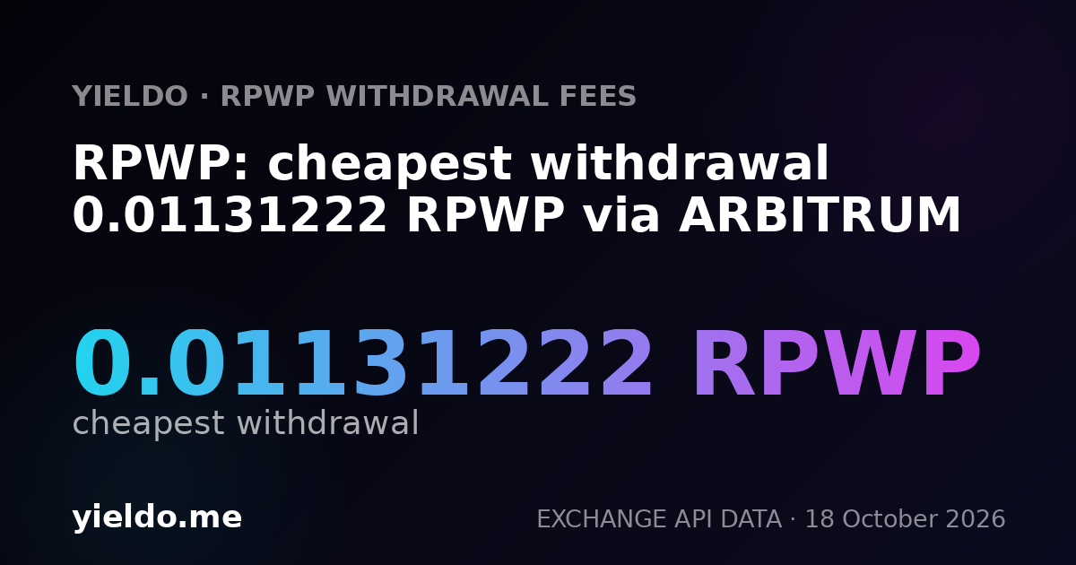 RPWP: cheapest withdrawal 0.01131222 RPWP via ARBITRUM
