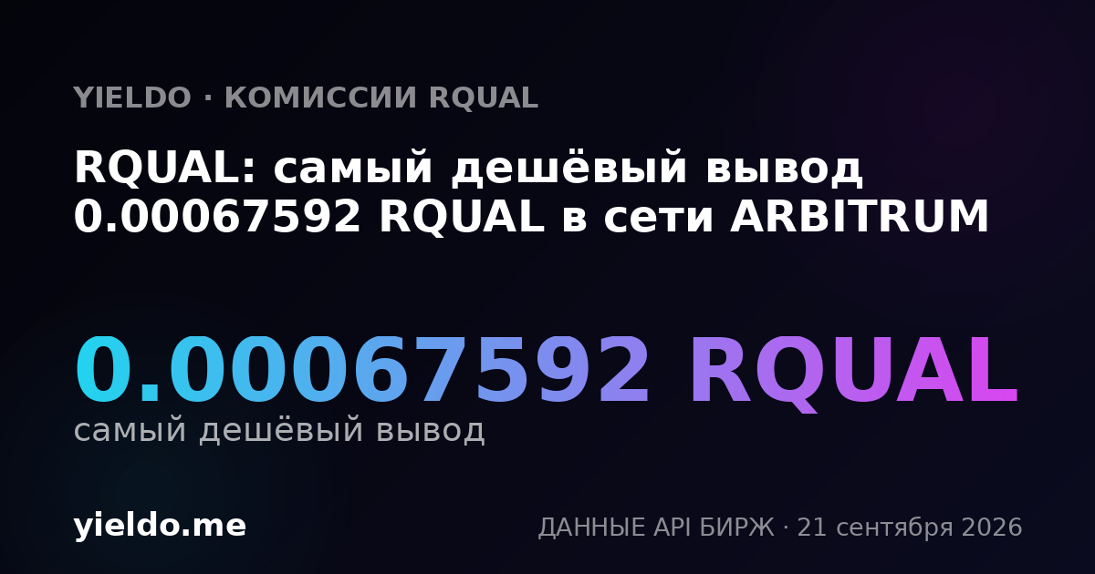 RQUAL: самый дешёвый вывод 0.00066446 RQUAL в сети ARBITRUM