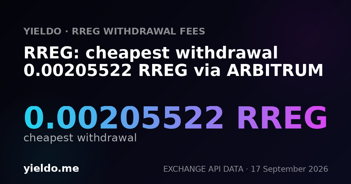 RREG: cheapest withdrawal 0.00204751 RREG via ARBITRUM