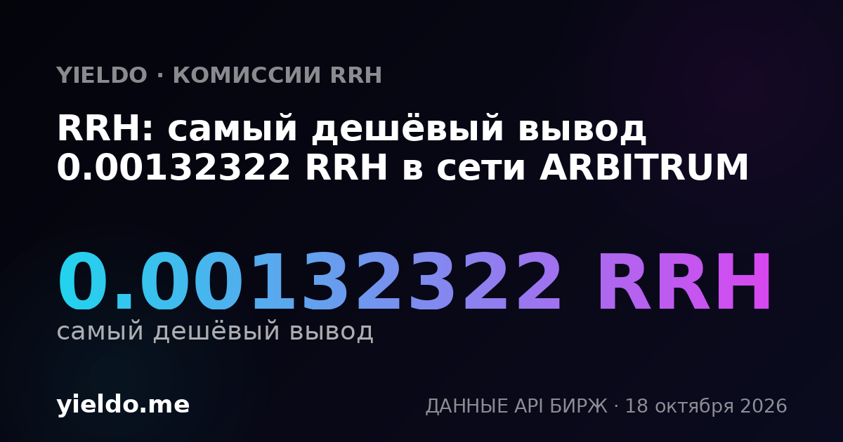 RRH: самый дешёвый вывод 0.00132322 RRH в сети ARBITRUM