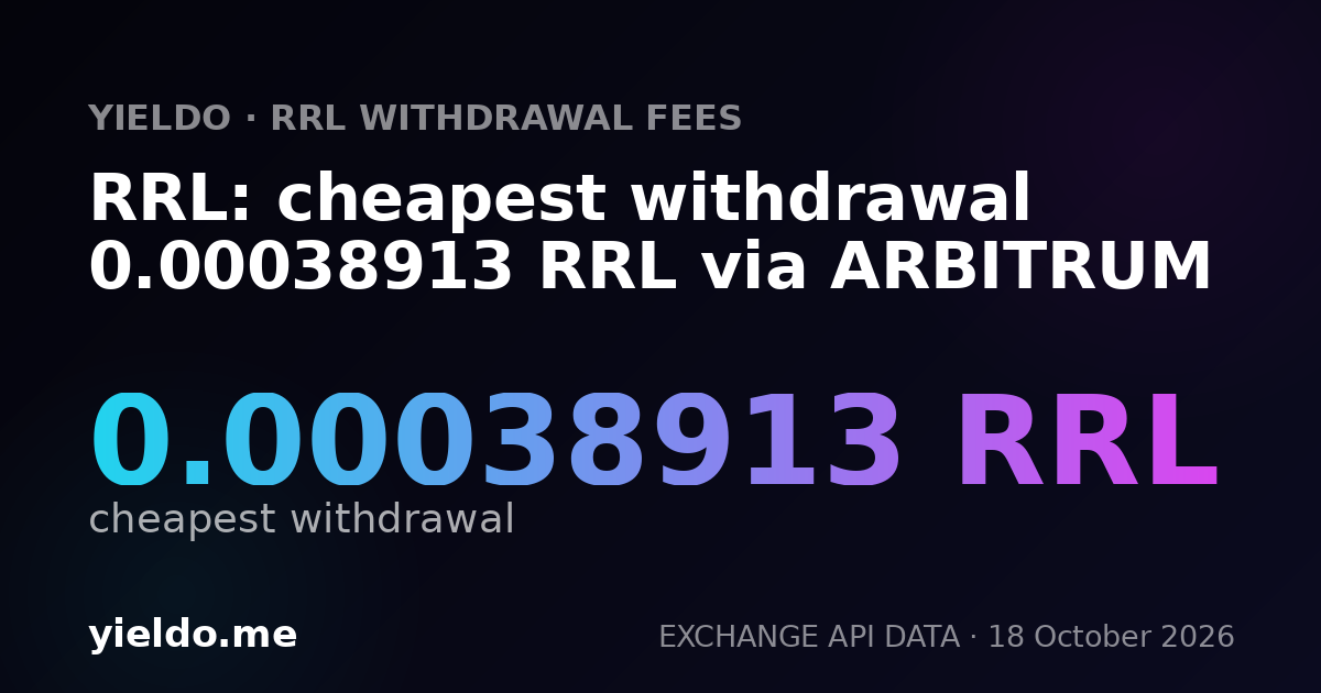 RRL: cheapest withdrawal 0.00038913 RRL via ARBITRUM