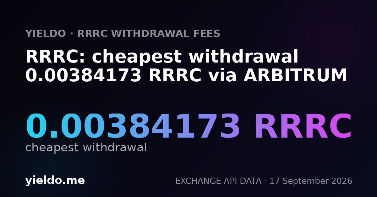 RRRC: cheapest withdrawal 0.00383632 RRRC via ARBITRUM