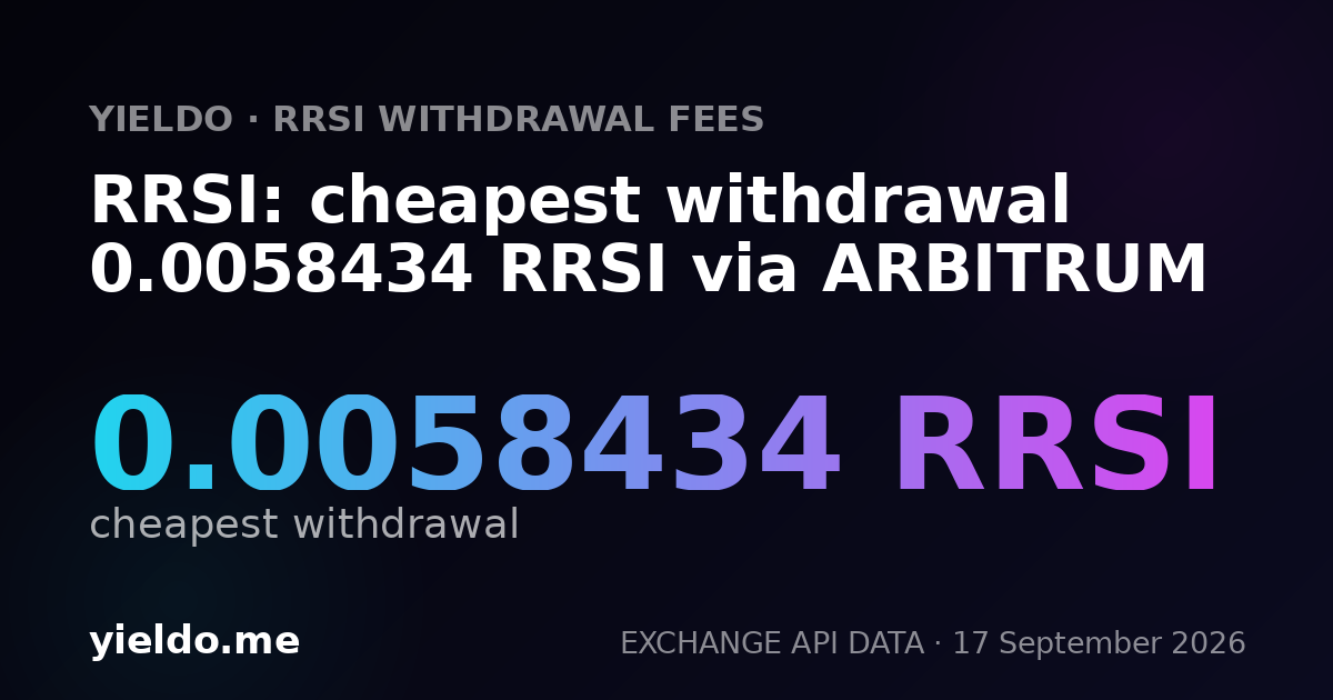 RRSI: cheapest withdrawal 0.00579599 RRSI via ARBITRUM