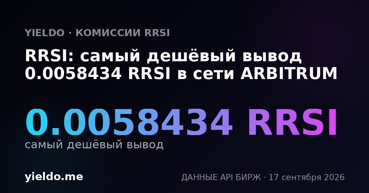 RRSI: самый дешёвый вывод 0.00579599 RRSI в сети ARBITRUM