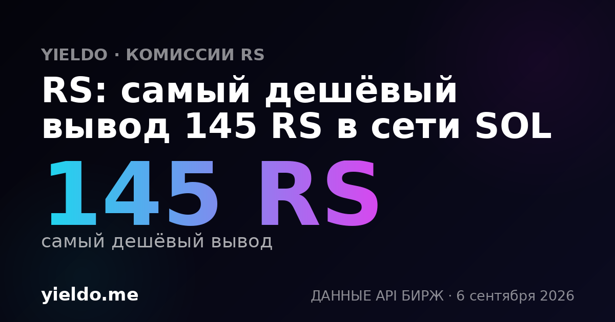 RS: самый дешёвый вывод 145 RS в сети SOL