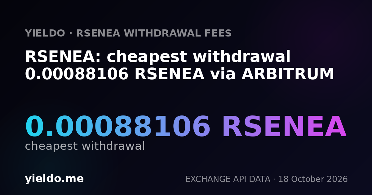 RSENEA: cheapest withdrawal 0.00088106 RSENEA via ARBITRUM