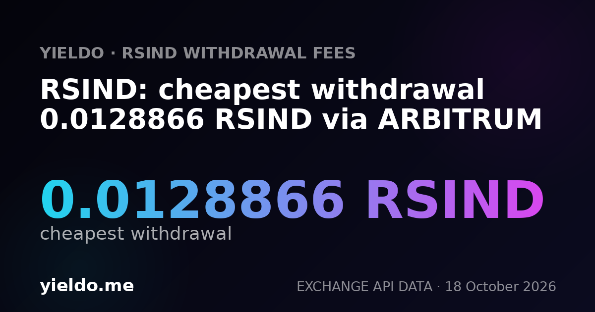 RSIND: cheapest withdrawal 0.0128866 RSIND via ARBITRUM