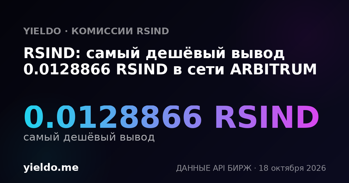 RSIND: самый дешёвый вывод 0.0128866 RSIND в сети ARBITRUM