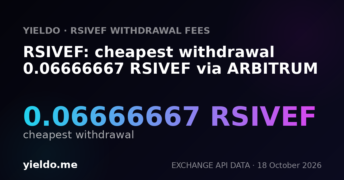 RSIVEF: cheapest withdrawal 0.06666667 RSIVEF via ARBITRUM