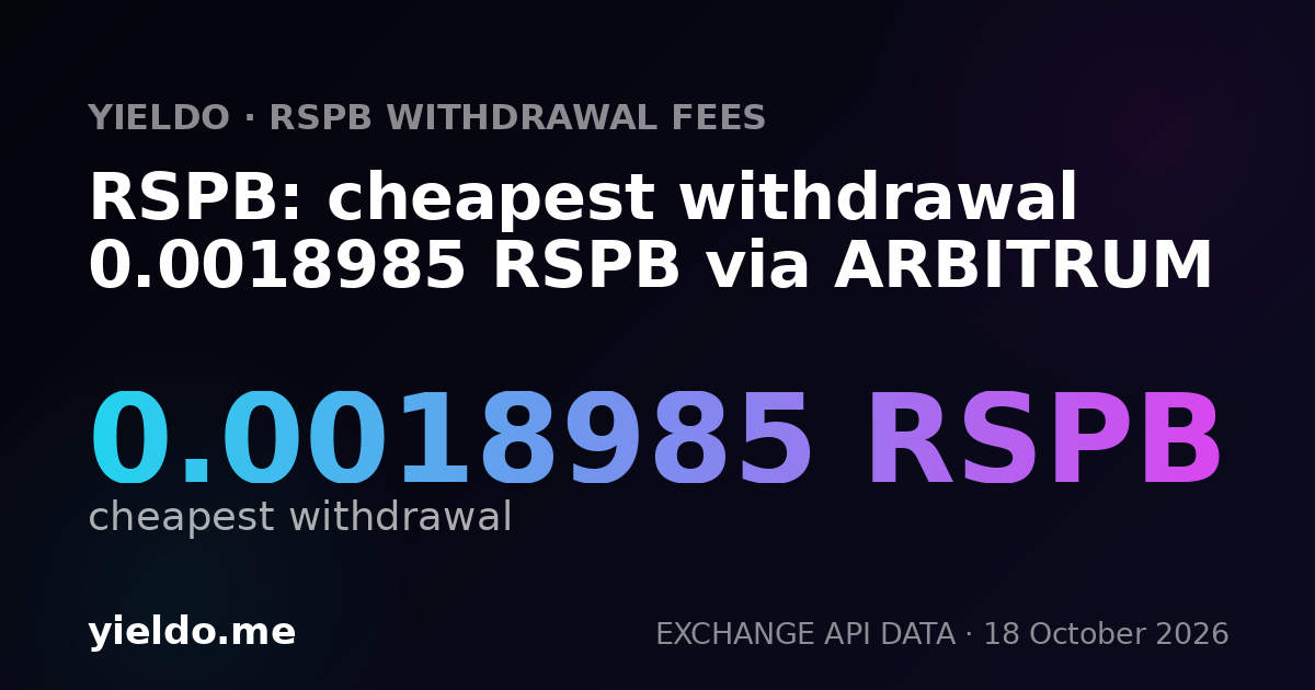 RSPB: cheapest withdrawal 0.0018985 RSPB via ARBITRUM