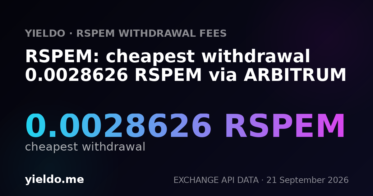 RSPEM: cheapest withdrawal 0.0028626 RSPEM via ARBITRUM
