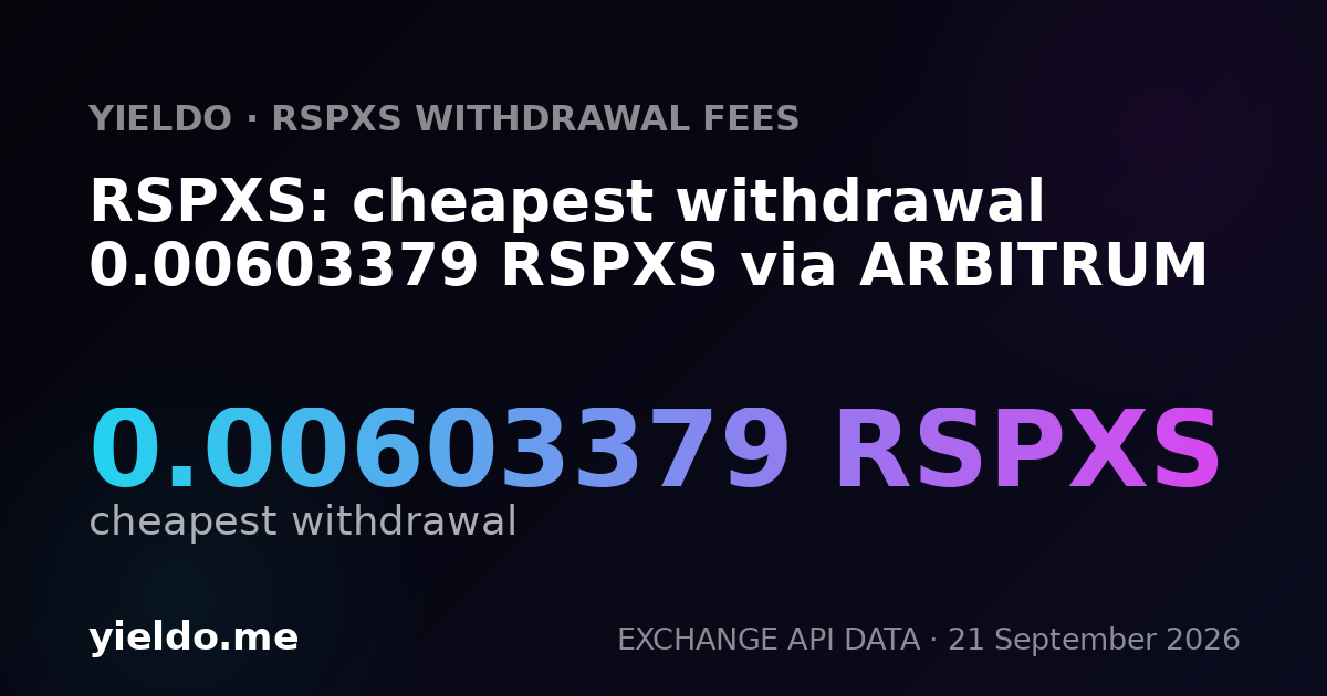 RSPXS: cheapest withdrawal 0.00603379 RSPXS via ARBITRUM