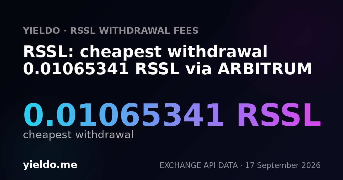 RSSL: cheapest withdrawal 0.01065341 RSSL via ARBITRUM