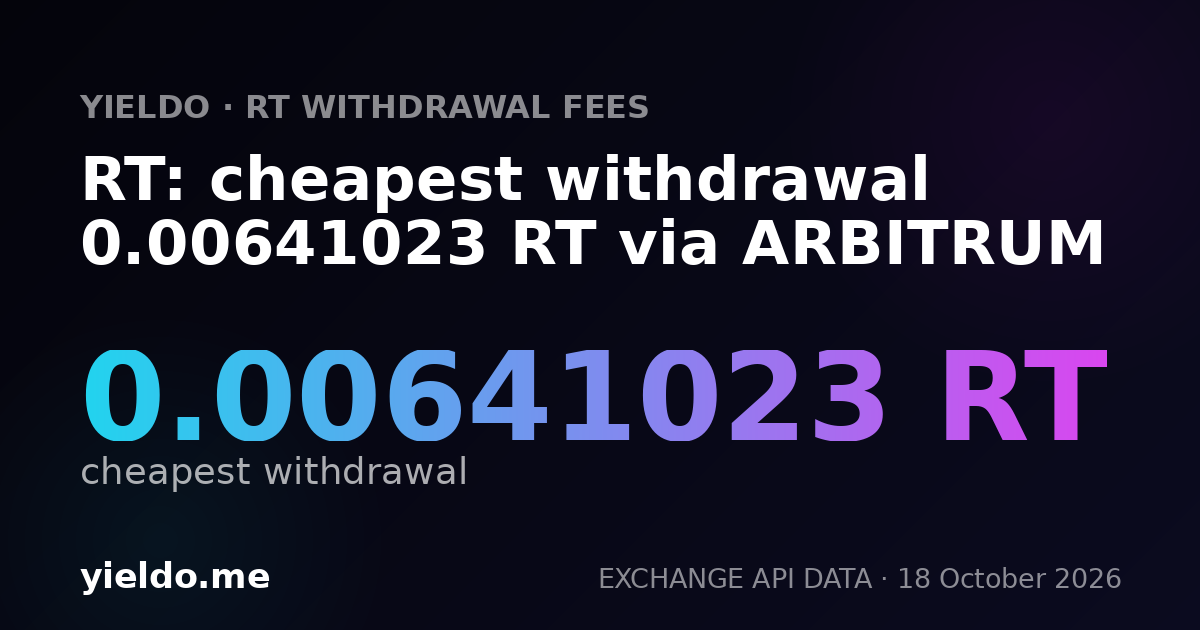 RT: cheapest withdrawal 0.00641023 RT via ARBITRUM