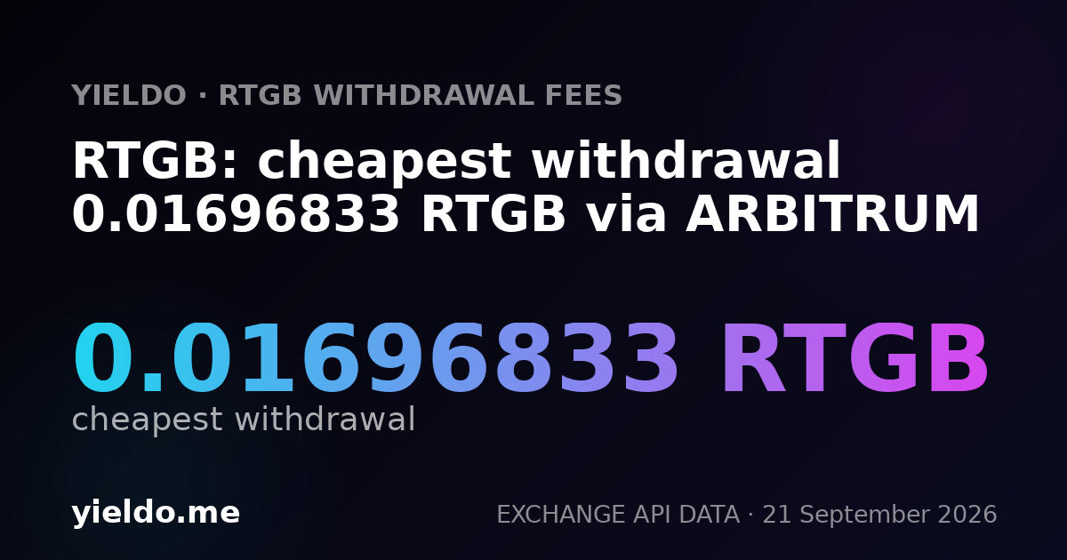 RTGB: cheapest withdrawal 0.01732102 RTGB via ARBITRUM