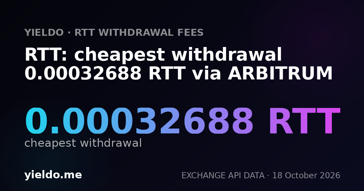 RTT: cheapest withdrawal 0.00032688 RTT via ARBITRUM