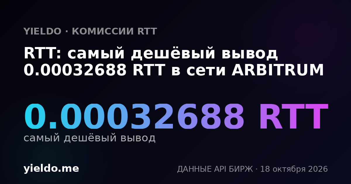 RTT: самый дешёвый вывод 0.00032688 RTT в сети ARBITRUM