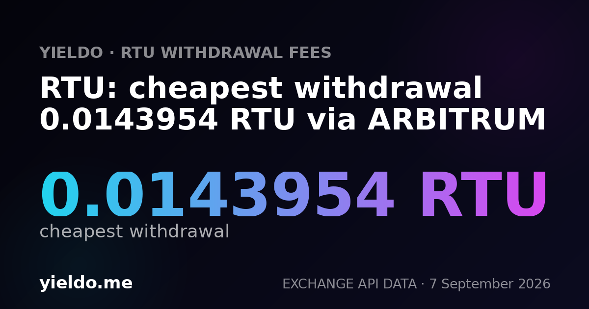 RTU: cheapest withdrawal 0.0143954 RTU via ARBITRUM