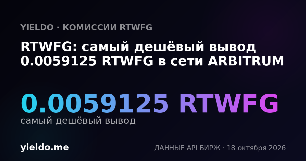 RTWFG: самый дешёвый вывод 0.0059125 RTWFG в сети ARBITRUM
