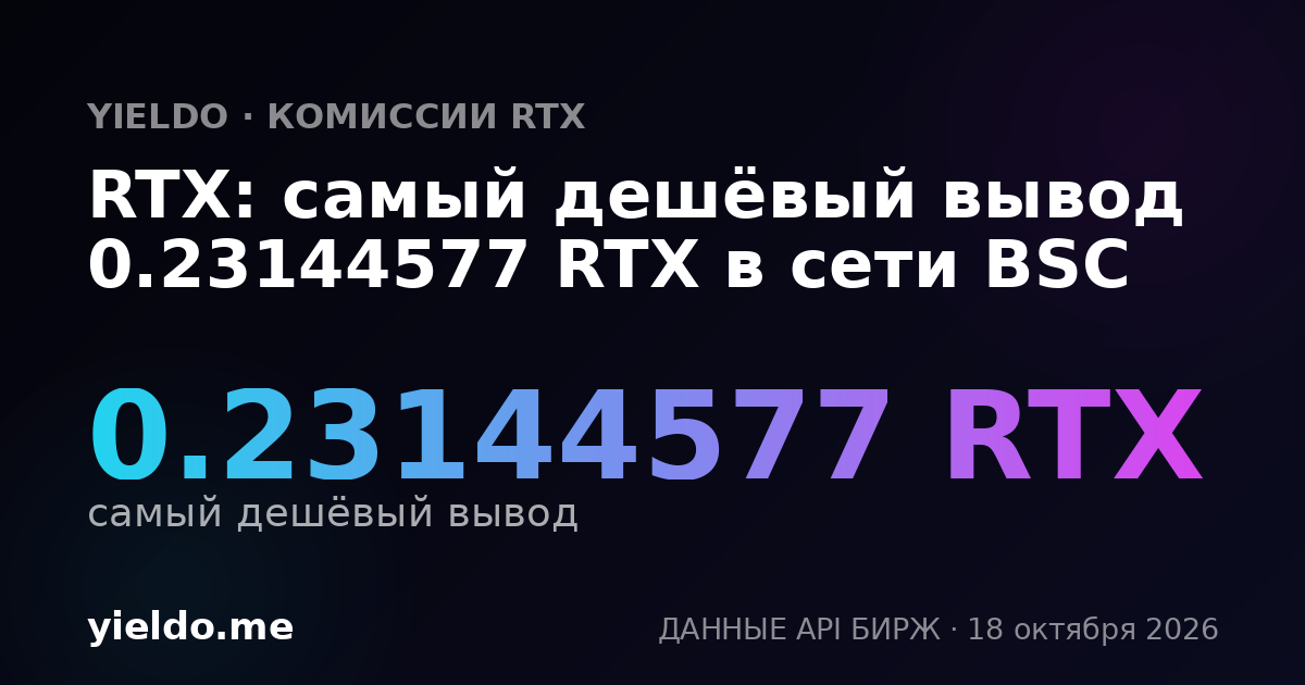 RTX: самый дешёвый вывод 0.23144577 RTX в сети BSC