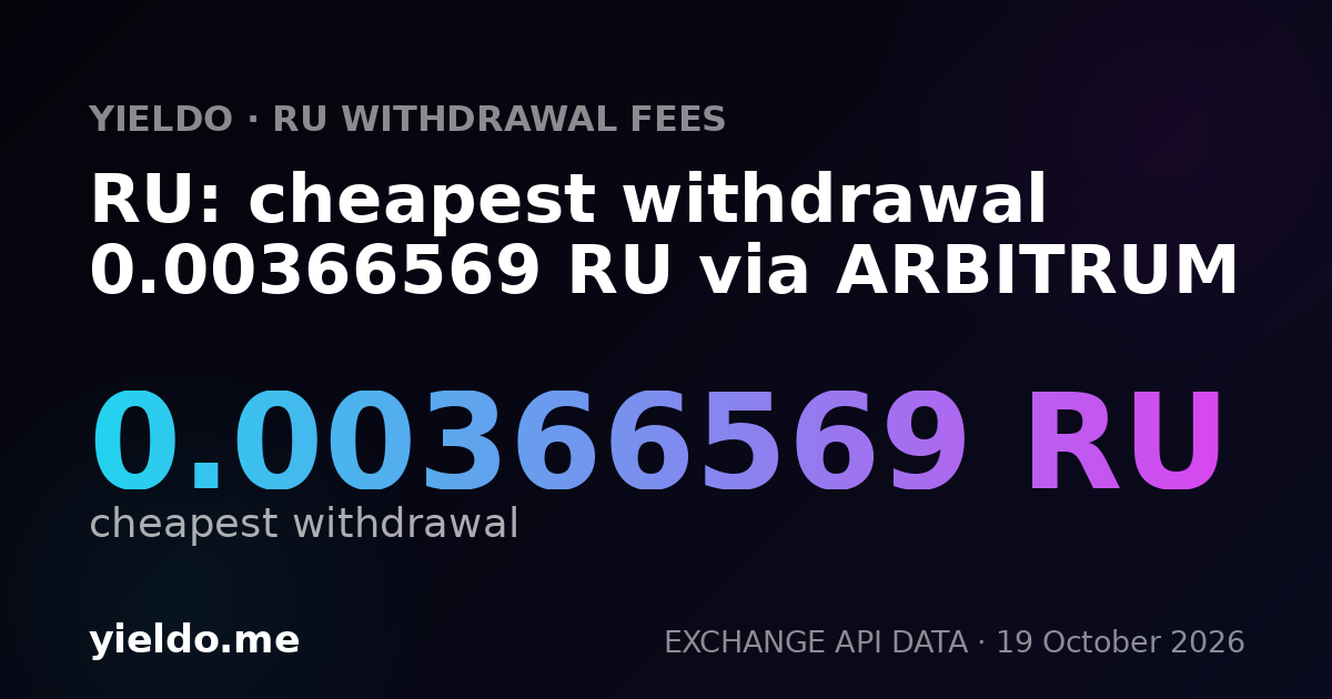 RU: cheapest withdrawal 0.00366569 RU via ARBITRUM