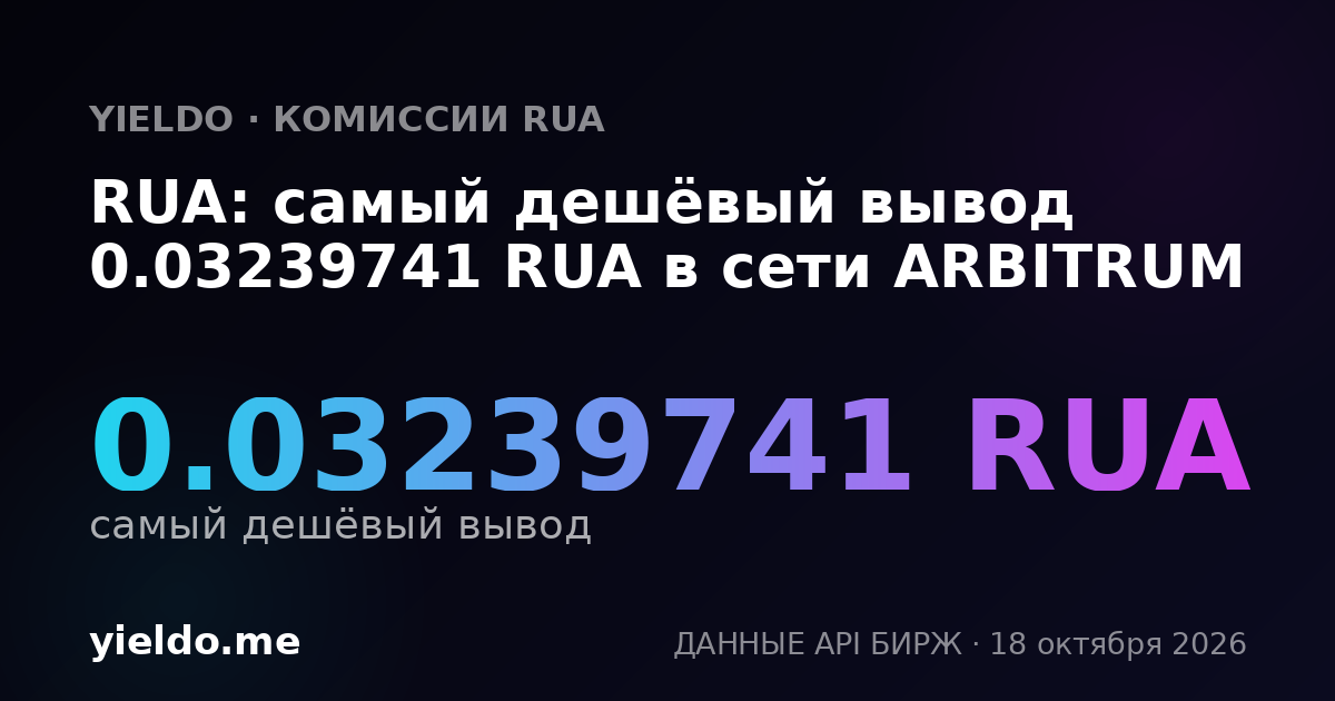RUA: самый дешёвый вывод 0.03239741 RUA в сети ARBITRUM