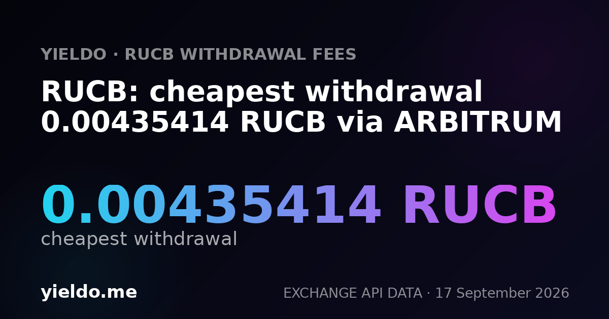 RUCB: cheapest withdrawal 0.00435414 RUCB via ARBITRUM