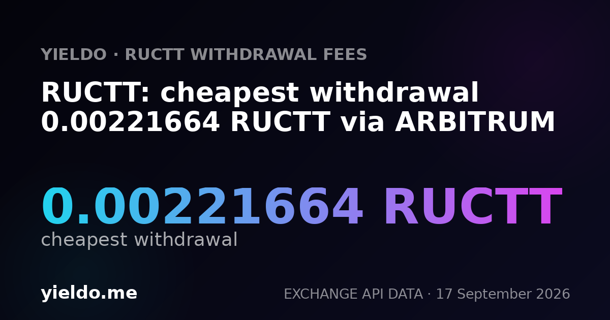 RUCTT: cheapest withdrawal 0.00221664 RUCTT via ARBITRUM