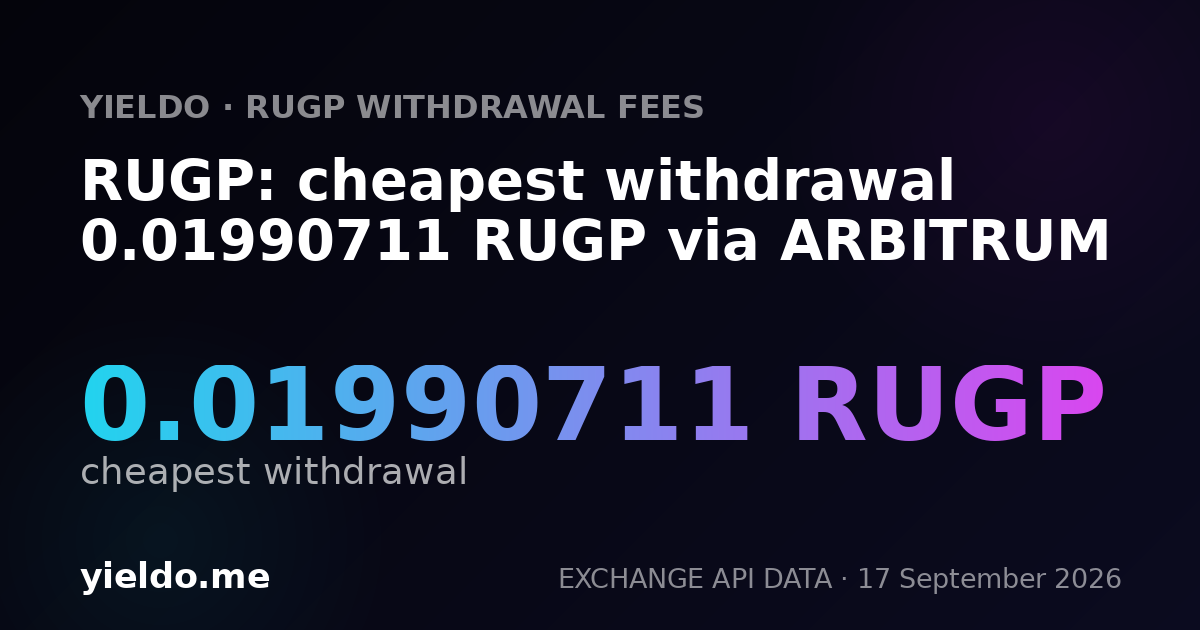 RUGP: cheapest withdrawal 0.01960785 RUGP via ARBITRUM