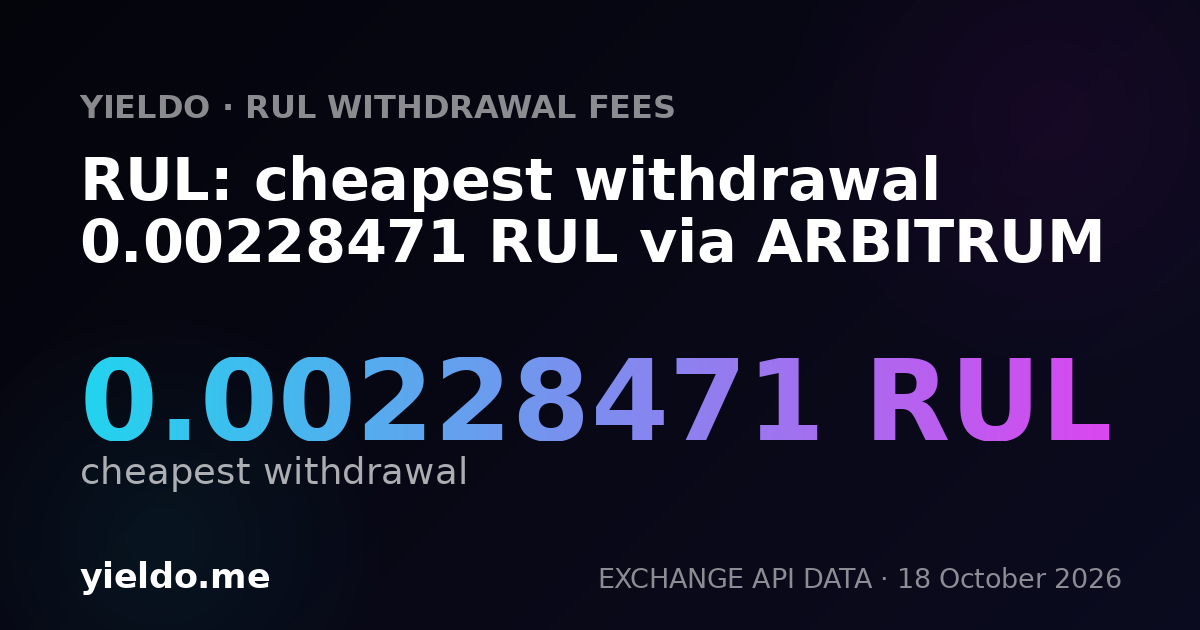 RUL: cheapest withdrawal 0.00228471 RUL via ARBITRUM