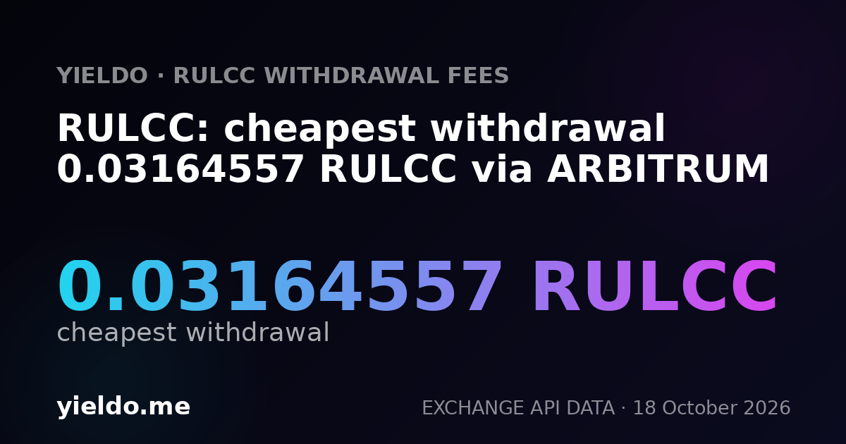 RULCC: cheapest withdrawal 0.03164557 RULCC via ARBITRUM