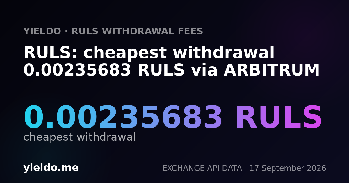 RULS: cheapest withdrawal 0.00233864 RULS via ARBITRUM