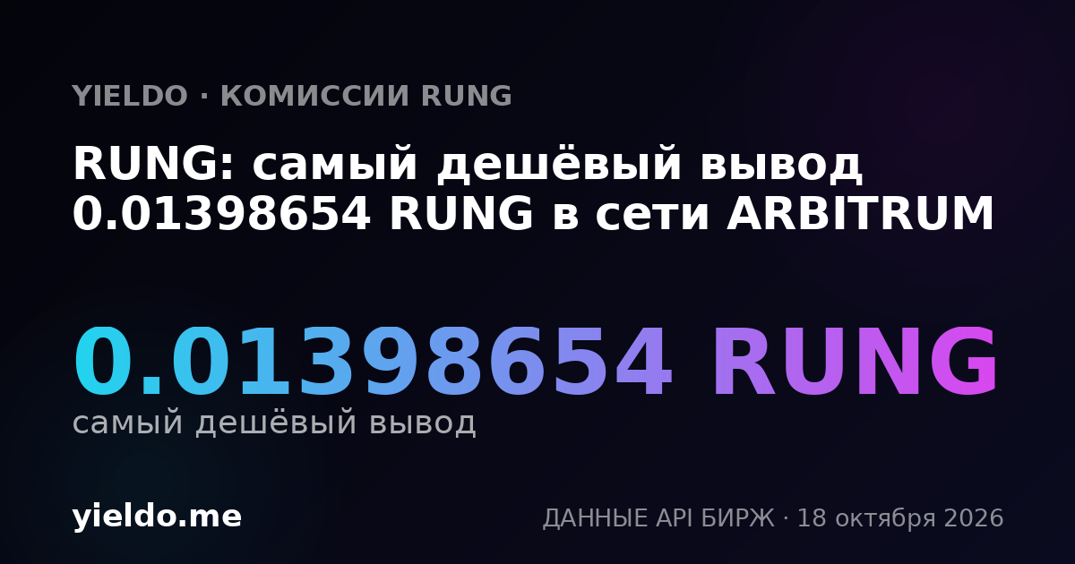 RUNG: самый дешёвый вывод 0.01398654 RUNG в сети ARBITRUM