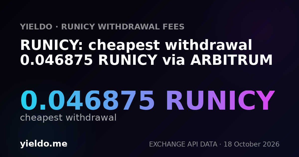 RUNICY: cheapest withdrawal 0.046875 RUNICY via ARBITRUM