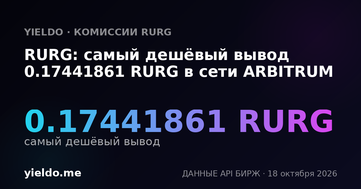 RURG: самый дешёвый вывод 0.17441861 RURG в сети ARBITRUM