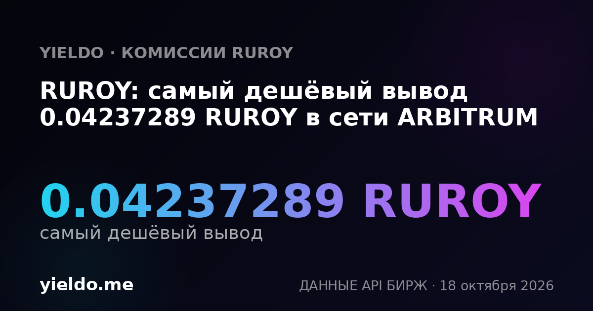 RUROY: самый дешёвый вывод 0.04237289 RUROY в сети ARBITRUM