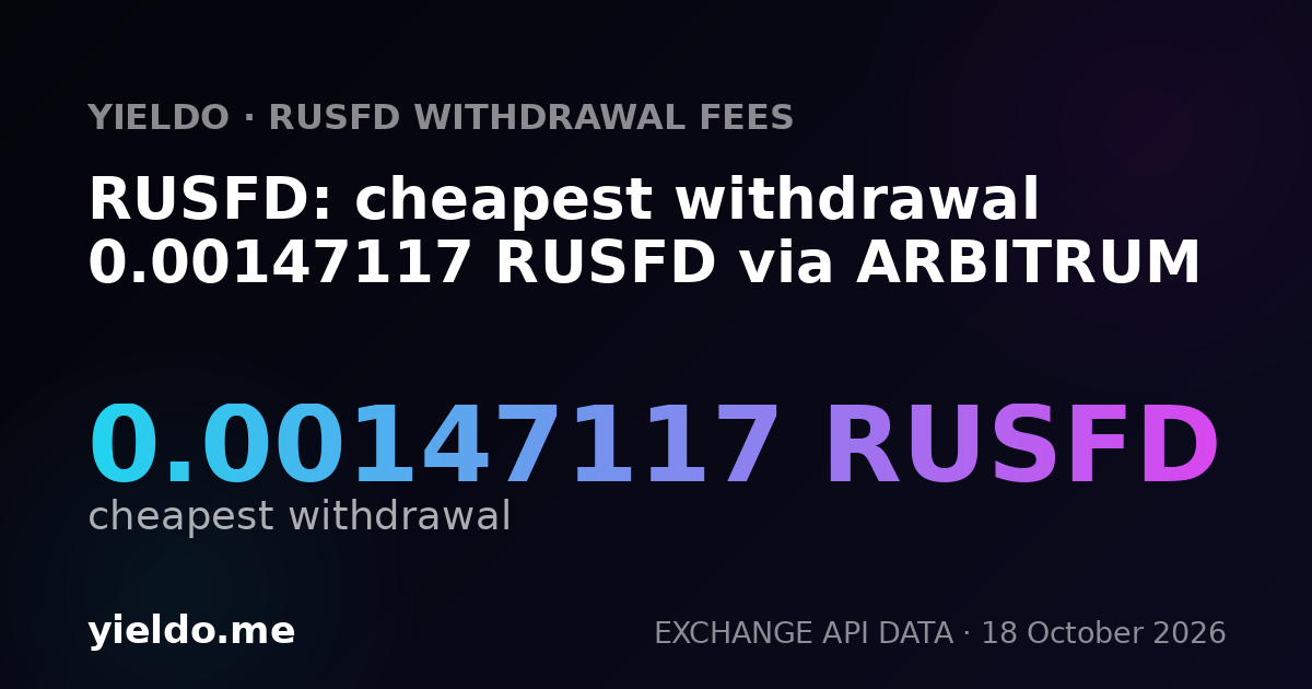 RUSFD: cheapest withdrawal 0.00147117 RUSFD via ARBITRUM