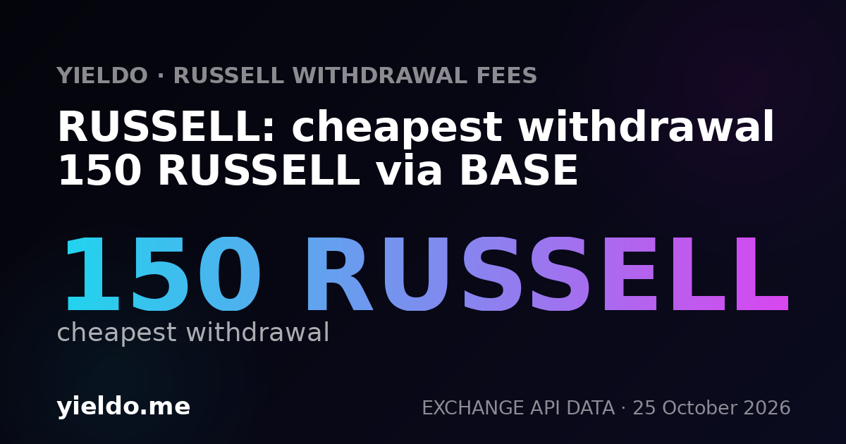 RUSSELL: cheapest withdrawal 150 RUSSELL via BASE