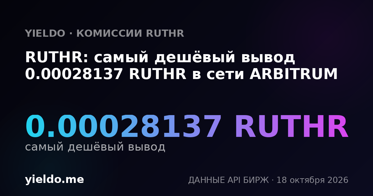 RUTHR: самый дешёвый вывод 0.00028137 RUTHR в сети ARBITRUM