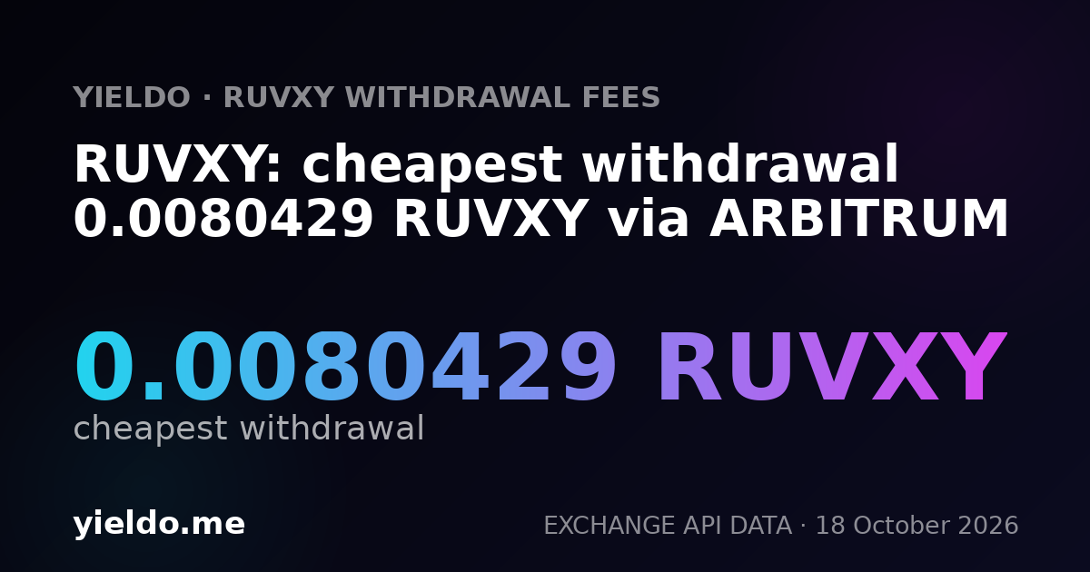 RUVXY: cheapest withdrawal 0.0080429 RUVXY via ARBITRUM