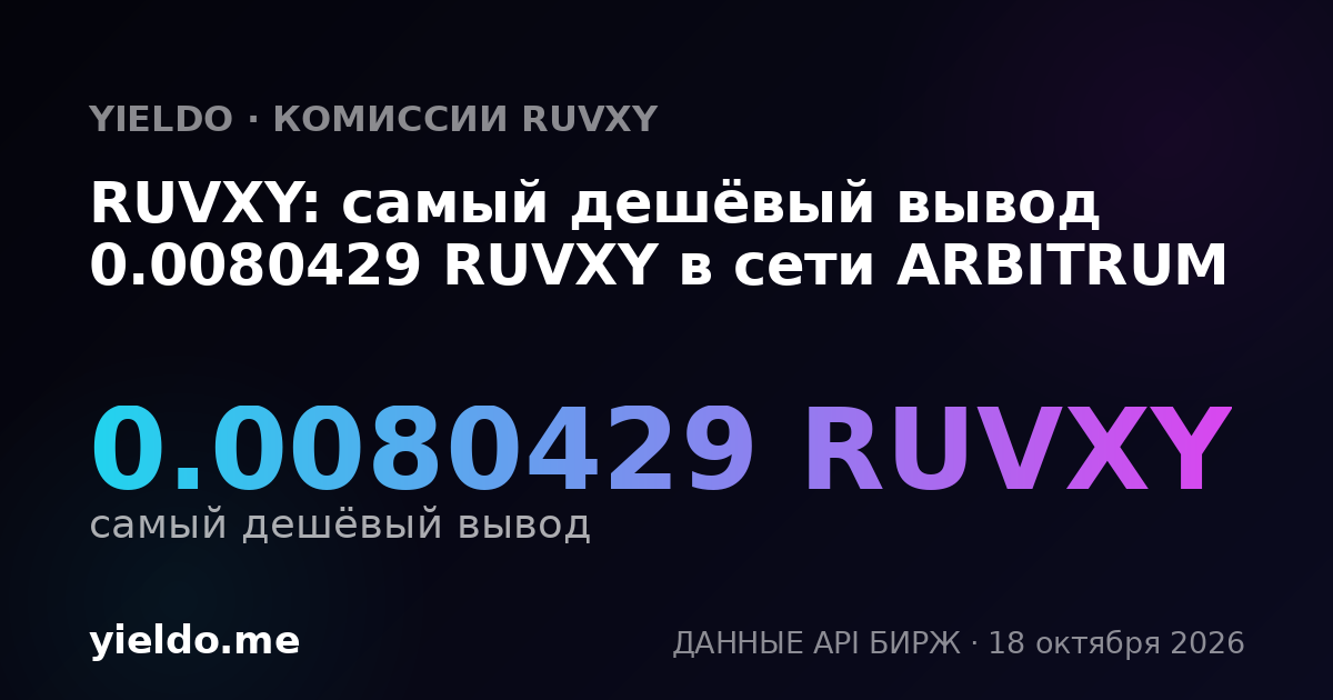 RUVXY: самый дешёвый вывод 0.0080429 RUVXY в сети ARBITRUM
