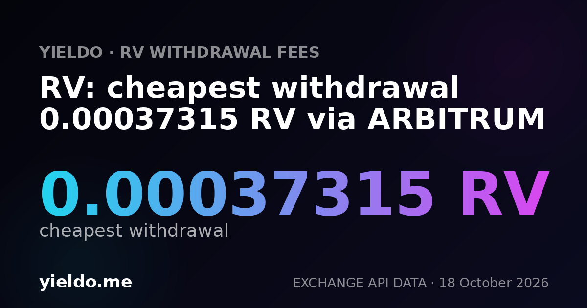 RV: cheapest withdrawal 0.00037315 RV via ARBITRUM