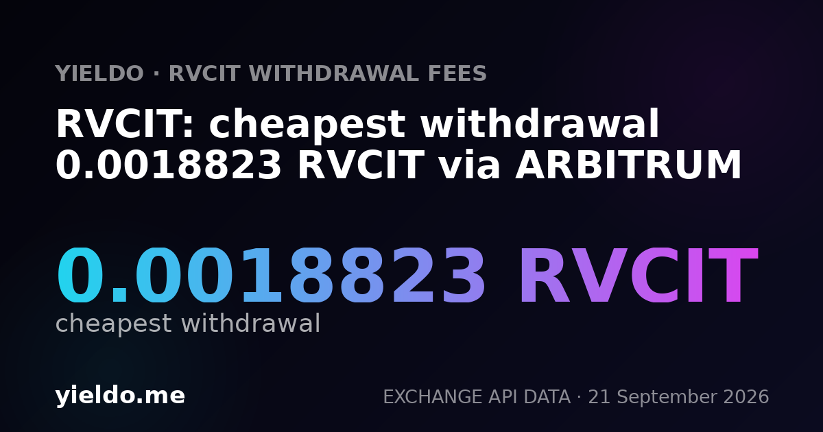 RVCIT: cheapest withdrawal 0.0018823 RVCIT via ARBITRUM