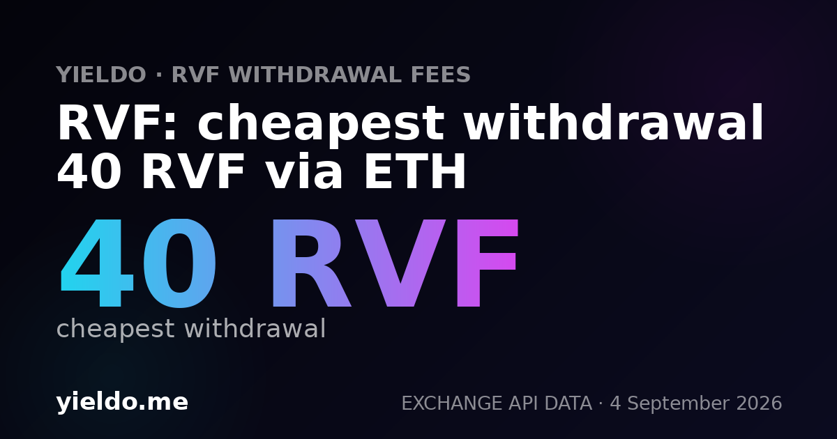 RVF: cheapest withdrawal 40 RVF via ETH