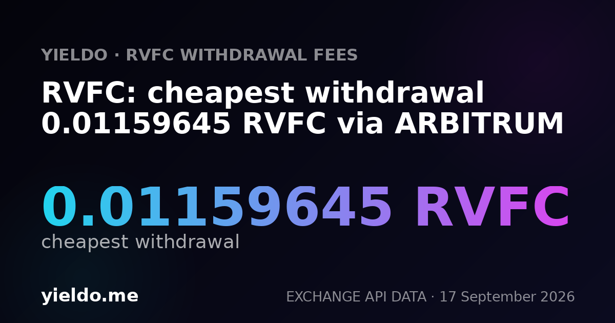 RVFC: cheapest withdrawal 0.01162791 RVFC via ARBITRUM