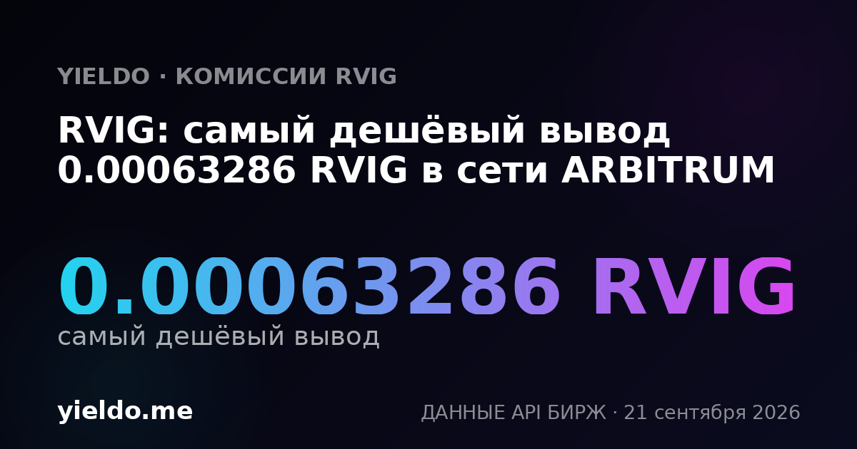 RVIG: самый дешёвый вывод 0.00063286 RVIG в сети ARBITRUM